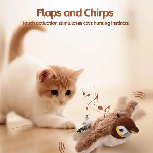 Interactive Cat Rechargeable Chirping Flapping Bird Toy